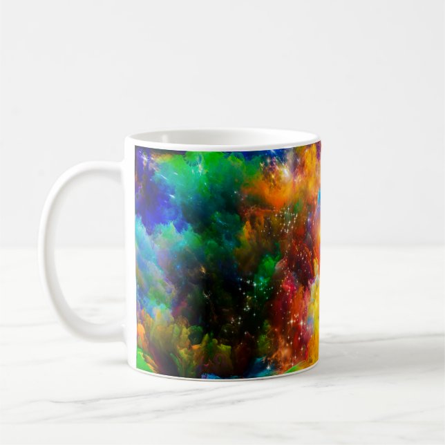Creative arrangement of fractal elements, lights a coffee mug (Left)