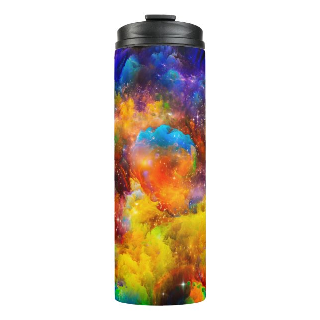 Creative arrangement of fractal elements, lights a thermal tumbler (Front)