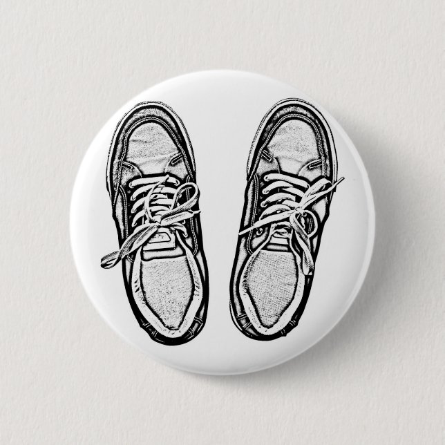 Creative Art shoes sneakers pencil art graphics bl Pinback Button (Front)