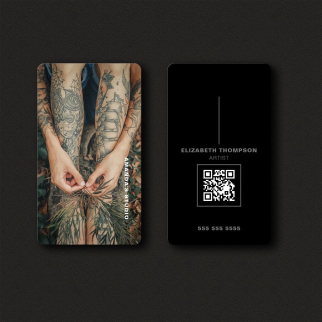 Creative Artist Custom Artwork Photo With QR Code Business Card (Creator Uploaded)