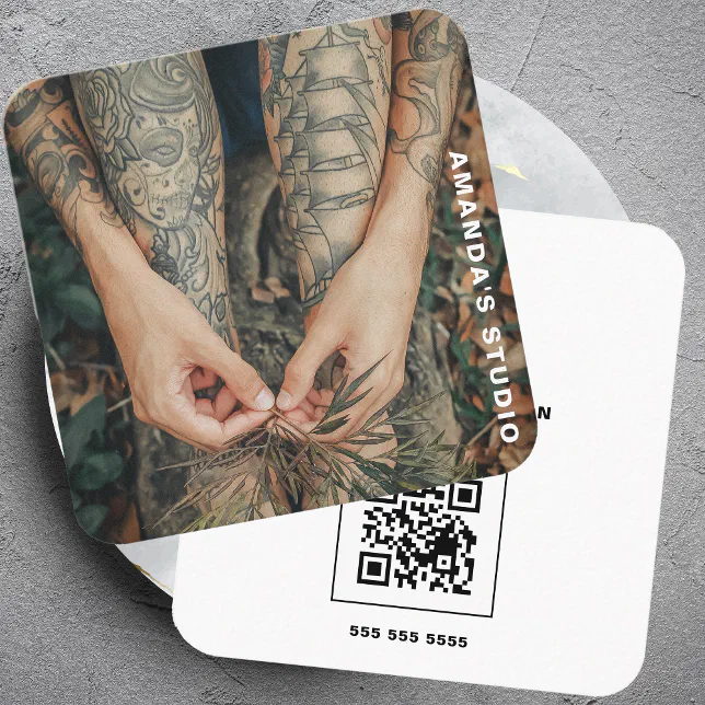 Creative Artist Custom Artwork Photo With QR Code Square Business Card ...