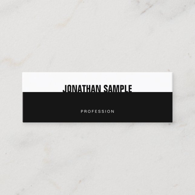 Creative B&W Modern Elegant Black White Template Mini Business Card (Front)