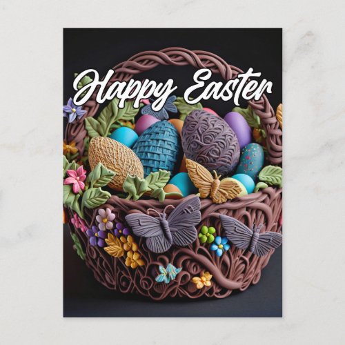 Creative Basket Of Easter Eggs Postcard