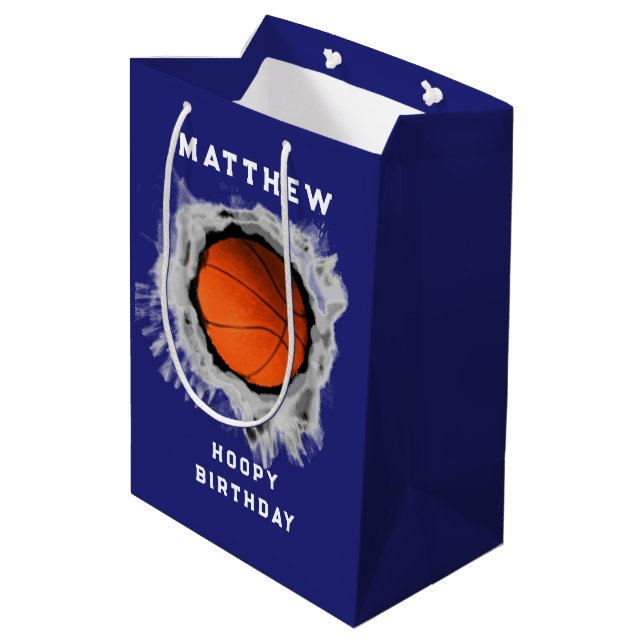 Creative Basketball Birthday Medium Gift Bag (Back Angled)