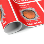 Creative Basketball Birthday Wrapping Paper<br><div class="desc">Funny basketball birthday gift wrap design featuring slam dunk basketball. Edit text to add name.</div>