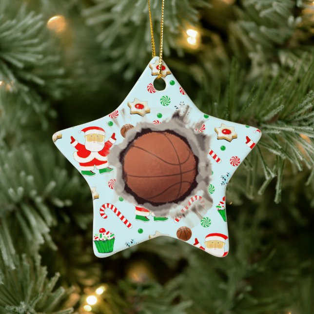 Creative Basketball Christmas Ceramic Ornament (Tree)