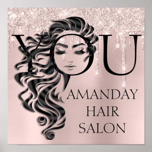 Creative Beauty Salon Lashes Hair Extension Rose Poster