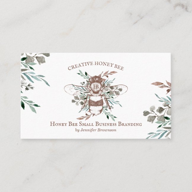 Creative Bee Apiary Floral Rustic Business Card