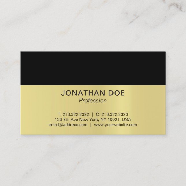 Creative Black and Gold Modern Professional Gloss Business Card (Front)