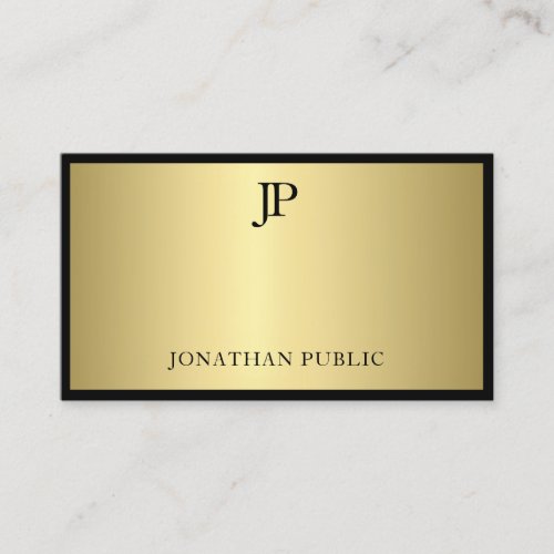 Creative Black And Gold Monogram Glamour Plain Business Card