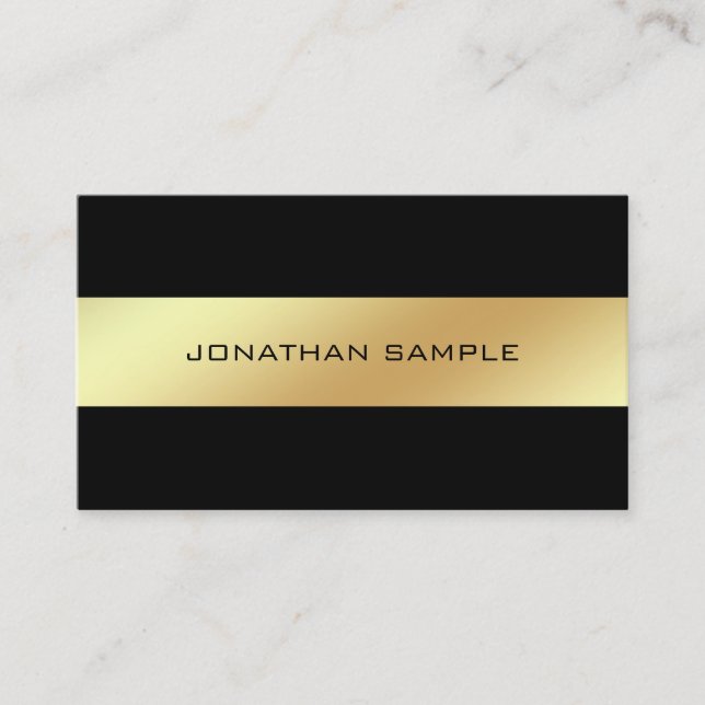 Creative Black And Gold Sleek Glamorous Plain Business Card (Front)