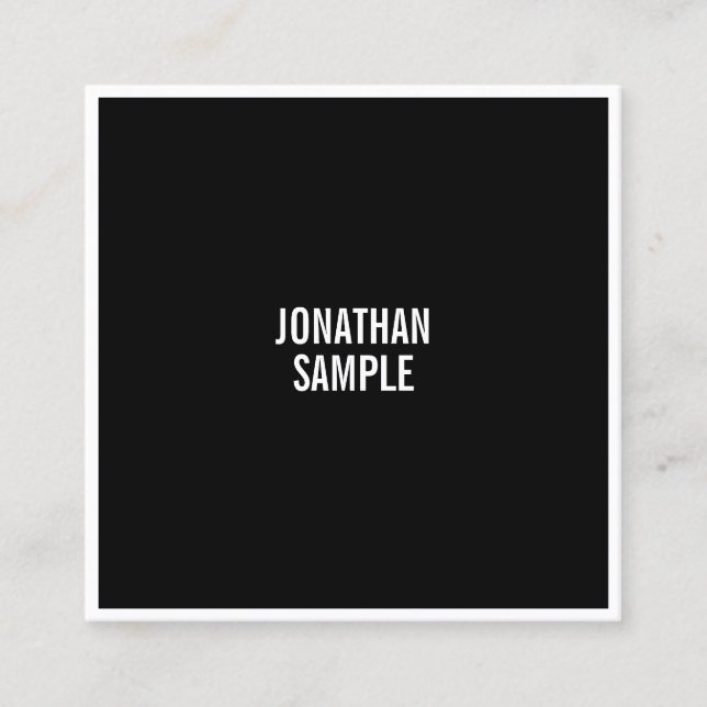 Creative Black And White Minimalist Modern Simple Square Business Card (Front)