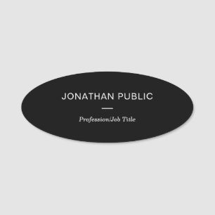 Creative Black And White Modern Simple Design Name Tag