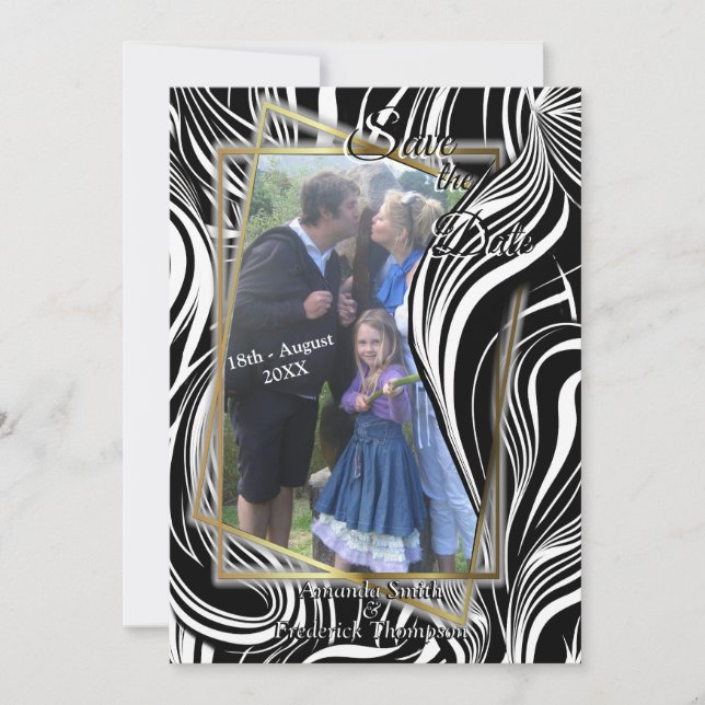 Creative Black and White Seamless Abstracts Invitation (Front)