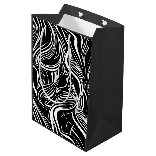 Creative Black and White Seamless Abstracts Medium Gift Bag (Back Angled)