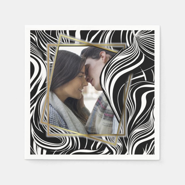 Creative Black and White Seamless Abstracts Napkins (Front)