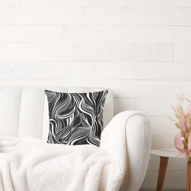 Creative Black and White Seamless Abstracts Throw Pillow (Couch)