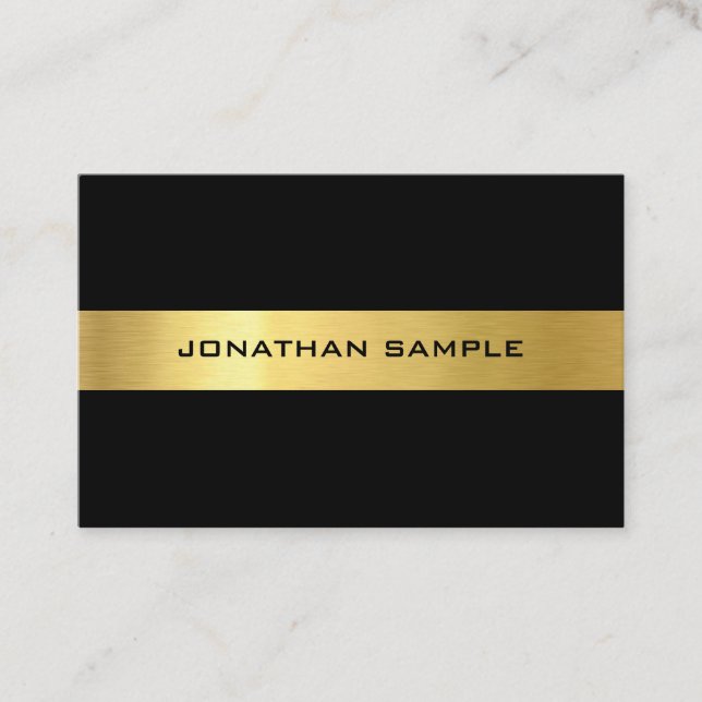 Creative Black Gold Modern Trendy Luxe Template Business Card (Front)