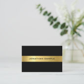 Creative Black Gold Modern Trendy Luxe Template Business Card (Standing Front)