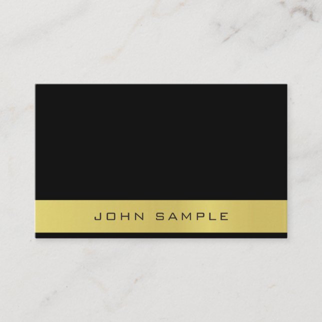 Creative Black Gold Professional Simple Plain Business Card (Front)