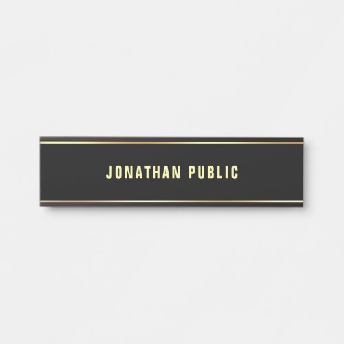 Creative Black Gold Text Name Clean Template Chic Door Sign