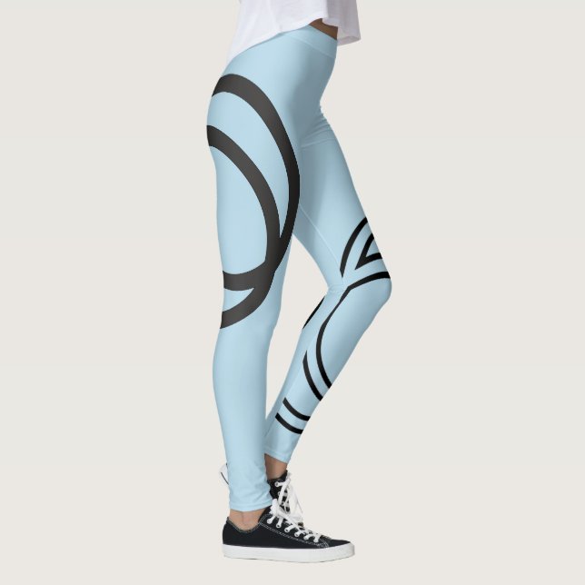 Creative Black Monochrome Intersected Circles Legg Leggings (Right)