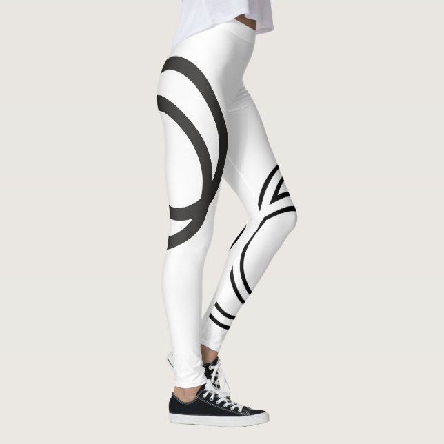 Creative Black Monochrome Intersected Circles Leggings (Right)