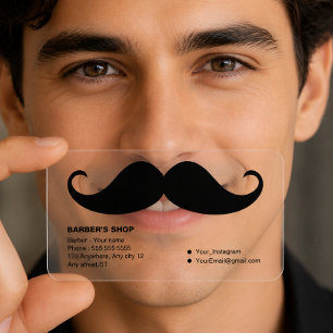 Creative Black Moustache transparent Clear Business Cards