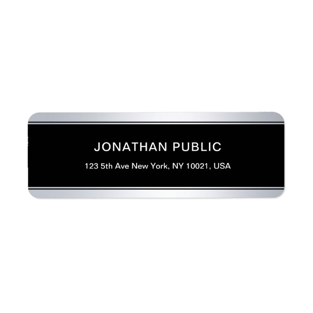 Creative Black Silver Elegant Cool Return Address Label (Front)