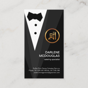 Creative Black Tuxedo Gold Boutonniere Business Card