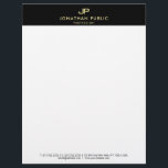 Creative Black White Gold Monogram Simple Modern Letterhead<br><div class="desc">Creative Black White Gold Monogram Simple Modern Template Letterhead.</div>