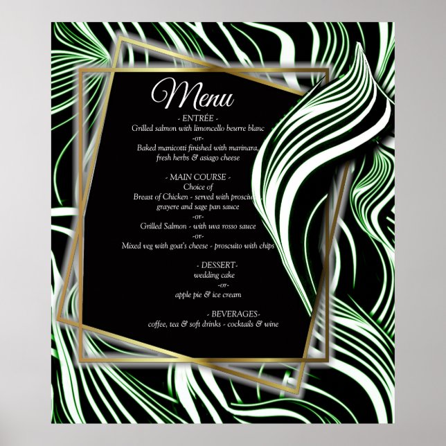 Creative Black,White & Green Seamless Abstracts Poster (Front)