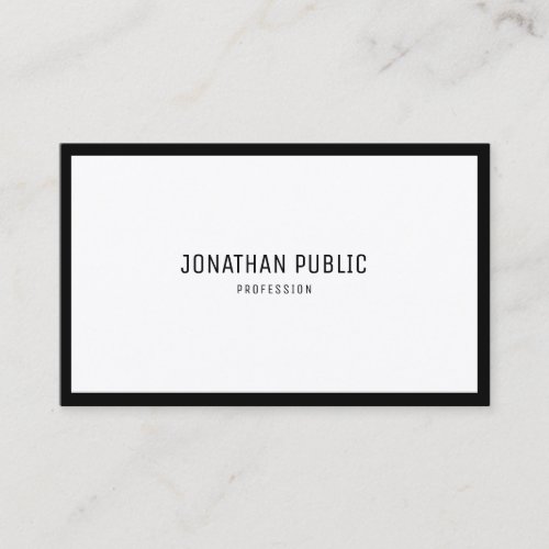 Creative Black White Modern Simple Plain Elegant Business Card
