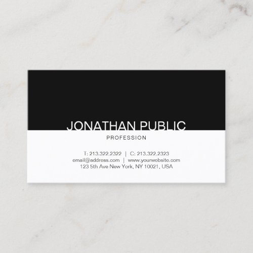 Creative Black White Simple Design Professional Business Card