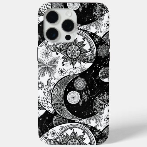Creative Black white Yin Yang Night Day Mandala iPhone 15 Pro Max Case