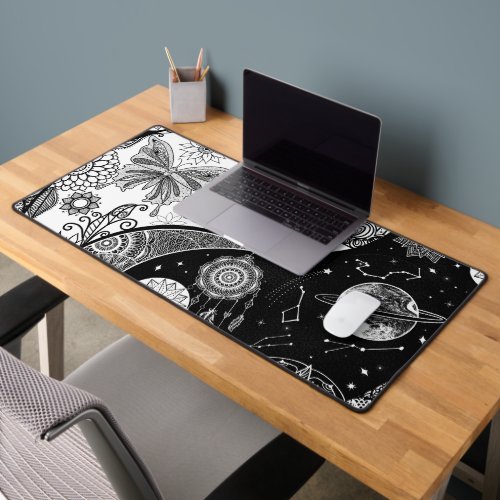 Creative Black white Yin Yang Night Day Mandala Desk Mat