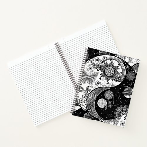 Creative Black white Yin Yang Night Day Mandala Notebook
