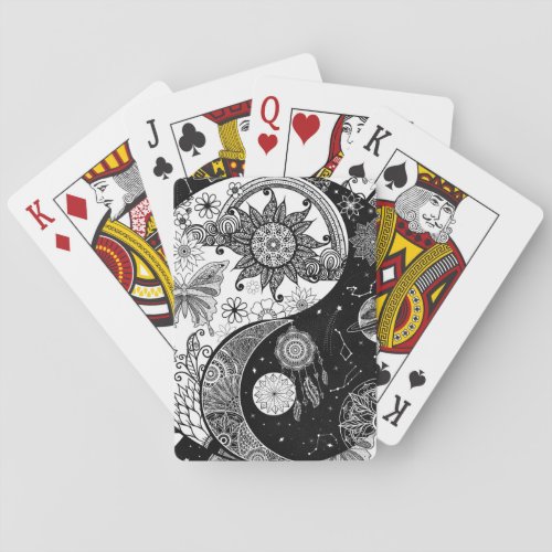 Creative Black white Yin Yang Night Day Mandala Playing Cards