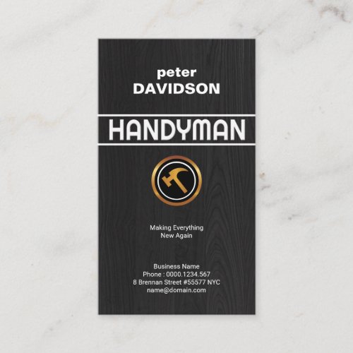 Creative Black Wood Grain Handyman Signage Business Card