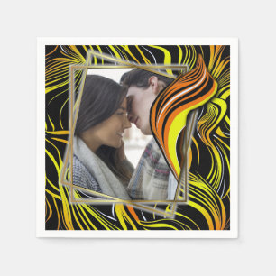 Creative Black,Yellow & Orange Seamless Abstracts Napkins