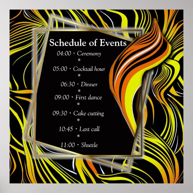 Creative Black,Yellow & Orange Seamless Abstracts Poster (Front)