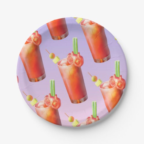 Creative Bloody Mary Cocktail Paper Plates