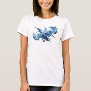 Creative Blue Abstract Birds Graphic Tee