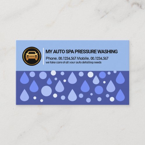 Creative Blue Bubbles Water Drops Car Wash Business Card