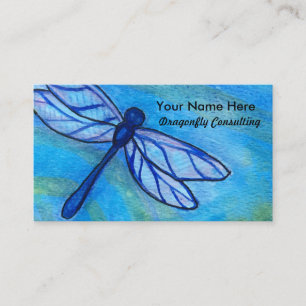Creative Blue Dragonfly Watercolor Business Card