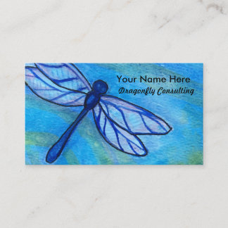 Creative Blue Dragonfly Watercolor Business Card