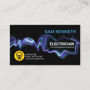 Creative Blue Electrical Current Frame Electrician Business Card