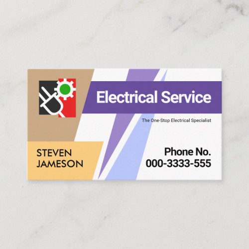 Creative Blue Electrical Strikes Electrician Business Card
