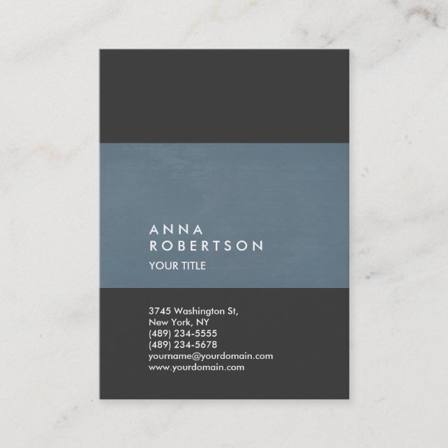 Creative Blue Gray Trendy Large Professional Business Card (Front)