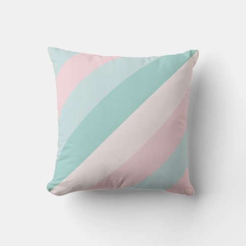 Creative Blue Green Pink Stripes Pastel Colors Throw Pillow
